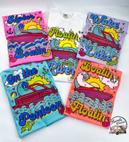 Floatin on the River Retro Boat Summer Comfy Colors Tshirt