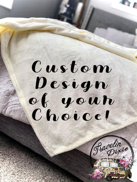 Custom Design of your Choice Cream Plush Throw