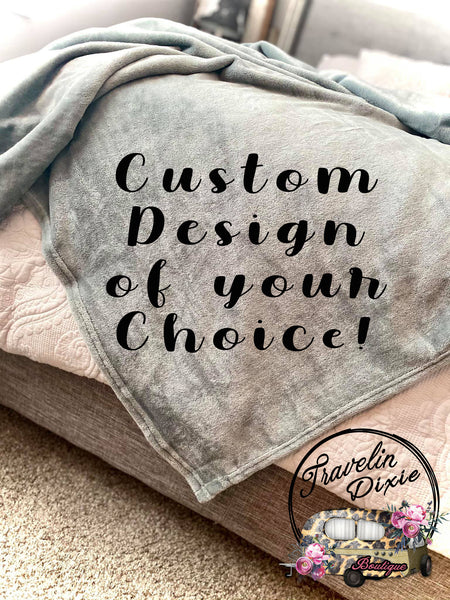 Custom Design of your Choice Gray Plush Throw