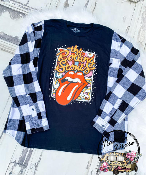 Red Rolling Stones Dixie Smashup Reworked TFlannel ~ Authentic Tee ~ Limited Quantity