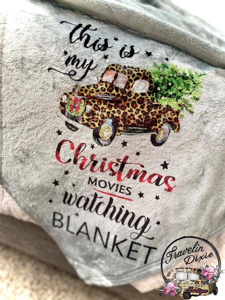 This is My Christmas Movie Watching Blanket Leopard Truck Plush Throw