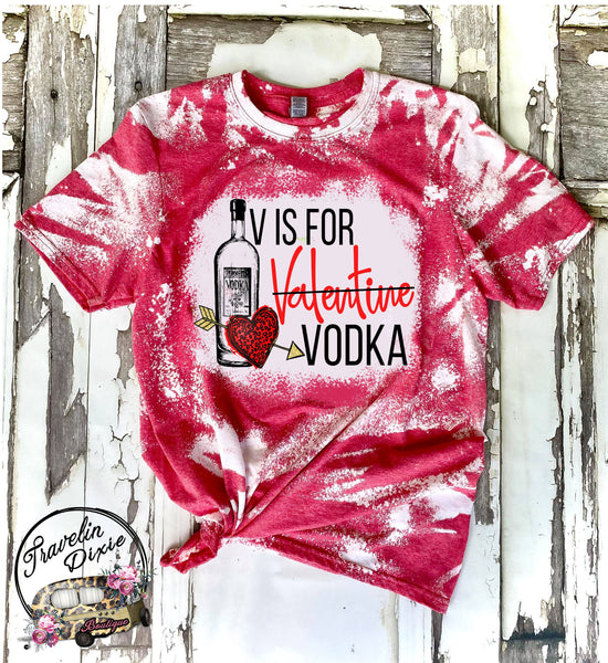 V is for Vodka Valentine Bleached Short Sleeve Shirt