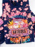 Pumpkins Smores Hayrides Bonfires Hand Bleached~ Tshirt, Sweatshirt or Hoodie