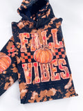 Fall Vibes Checkered Pumpkin Hand Bleached ~ Tshirt, Sweatshirt or Hoodie