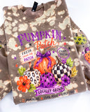 Pumpkin Patch Farm Checker Fall Hand Bleached ~ Tshirt, Sweatshirt or Hoodie