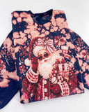 Santa Holiday Glam Christmas Hand Bleached ~ Tshirt, Sweatshirt or Hoodie