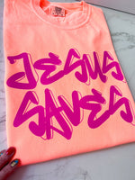 Jesus Saves Front and Back Print Comfy Colors Short or Long Sleeve T-shirt