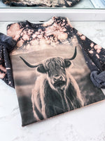Highland Cow Vintage Bleached ~ Tshirt, Sweatshirt or Hoodie