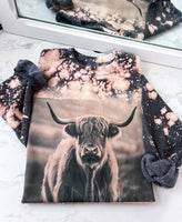 Highland Cow Vintage Bleached ~ Tshirt, Sweatshirt or Hoodie