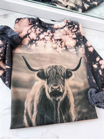 Highland Cow Vintage Bleached ~ Tshirt, Sweatshirt or Hoodie