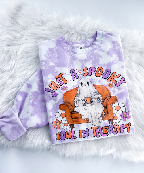 Just a Spooky Soul in Therapy Ghost Bleached ~ Tshirt, Sweatshirt or Hoodie