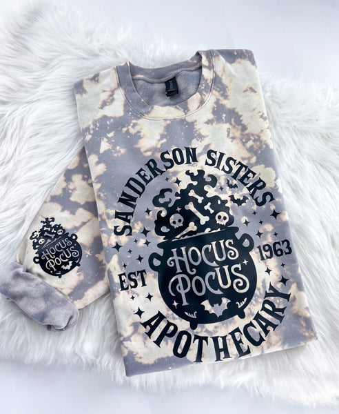 Hocus Pocus Apothecary Acid Bleached with sleeve print ~ Tshirt, Sweatshirt or Hoodie