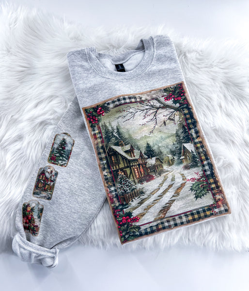 Winter Wonderland Vintage Snow Scene Christmas ~ Sweatshirt or Hoodie