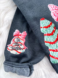 Tis the Season Tree Cake Christmas Snack Faux Crochet ~ Sweatshirt or Hoodie