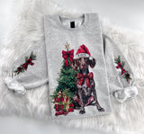 Custom Dog Breed Christmas Scene with Custom Name on Santa Hat ~ Sweatshirt or Hoodie