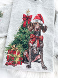 Custom Dog Breed Christmas Scene with Custom Name on Santa Hat ~ Sweatshirt or Hoodie