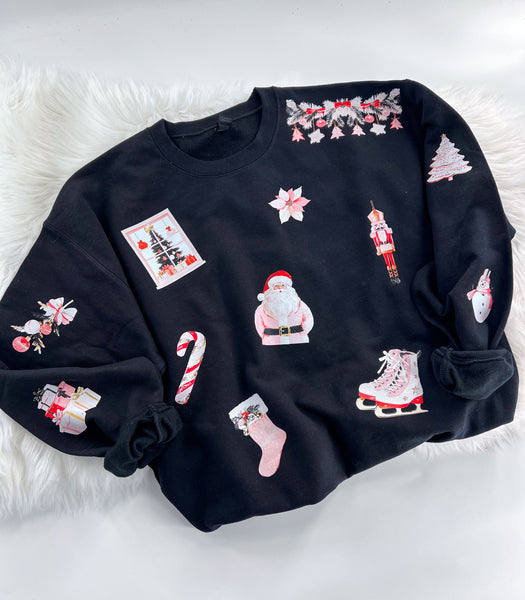 Vintage Retro Pink Christmas Toss ~ Sweatshirt or Hoodie
