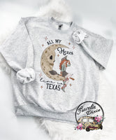 All My Hexes Live in Texas ~ Western Spooky Season Tee, Sweatshirt or Hoodie