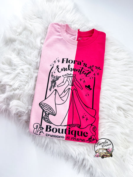 Sleeping Princess Flora's Enchanted Boutique Colorblock Adult & Youth ~ Tshirt or Sweatshirt