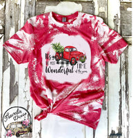 Red Plaid Truck - Most Wonderful Time of the Year ~ Christmas Bleach Short Sleeve Shirt