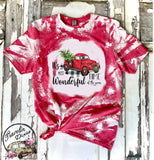 Red Plaid Truck - Most Wonderful Time of the Year ~ Christmas Bleach Short Sleeve Shirt
