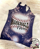 Baseball MOM Leopard & Laces Brushed Bleached Tank or TEE **All Sports Available**