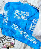 Beach Babe Ocean Tie Dye Bleach Crewneck Pullover Sweatshirt