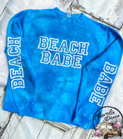 Beach Babe Ocean Tie Dye Bleach Crewneck Pullover Sweatshirt