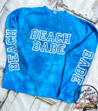 Beach Babe Ocean Tie Dye Bleach Crewneck Pullover Sweatshirt