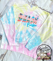 Beach Bum Rainbow Tie Dye Crewneck Pullover Sweatshirt