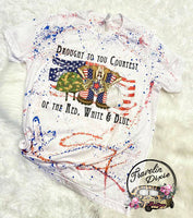 Brought to you Courtesy of the Red White & Blue Splatter Short Sleeve Shirt