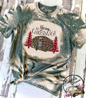 Merry Christmas ~ Leopard Camper  ~ Christmas Bleach Short Sleeve Shirt