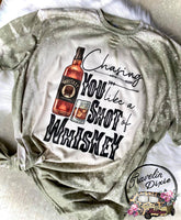 Chasin You Like a Shot of Whiskey Bleached Short Sleeve Shirt