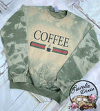 Coffee Bar Fashion Bleach Crewneck Pullover Sweatshirt