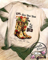 Girl Leave your Boots by the Bed Bleached Short Sleeve Shirt