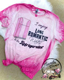 I enjoy Long Romantic Walks to the Refrigerator Shoulder Bleached Short Sleeve Shirt
