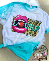 Lover Leopard Lips Shoulder Bleached Short Sleeve Shirt