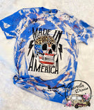 Made In America Leopard Skull Splatter Bleached Crewneck Tee or Could Shoulder