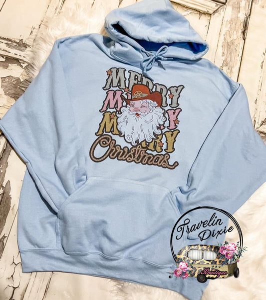 Merry Merry Merry Christmas Western Santa ~ Classic Holiday Tee, Sweatshirt or Hoodie