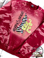 Merry & Bright ~ Bleached Christmas Crewneck Sweatshirt