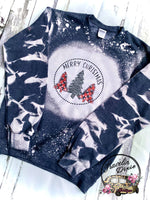 Merry Christmas Tree ~ Bleached Christmas Crewneck Sweatshirt