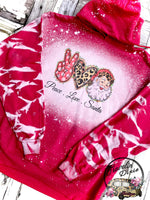 Peace Love Santa ~ Bleached Christmas Hoodie