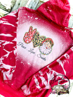 Peace Love Santa ~ Bleached Christmas Hoodie