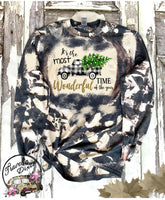 White Plaid Truck ~ It's the Most Wonderful Time of the Year  ~  Christmas Bleached Long Sleeve