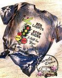 Red Lights, Stop Signs, I Still See Your Face Bleached Short Sleeve Shirt