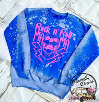 Rock N Roll Mama Scatter Bleach Crewneck Pullover Sweatshirt