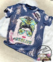 Messy Bun RZRlife Brushed Bleached Short Sleeve Shirt