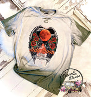 The Hot July Moon Saw Everything Shoulder Bleach Short Sleeve Shirt