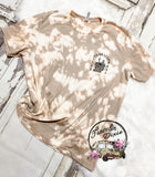 Think Less Live More Skeleton Coffee Acid Bleached Tee