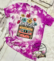 Vintage Soul Floral Cassette Acid Bleached Tee